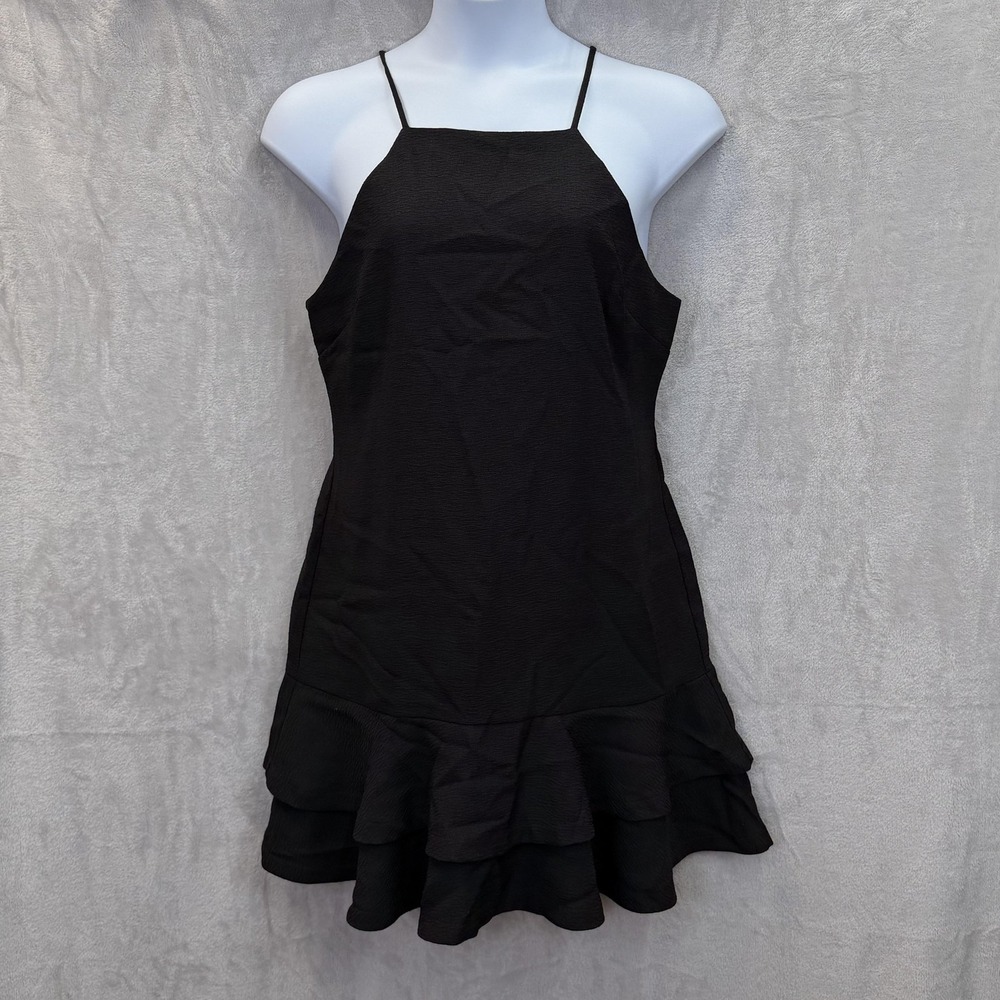 Gianni Bini Megan Dress Womens XL Black NWT Halter Ruffle Little‎ Black Cocktail